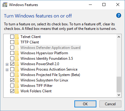 Windows Subsystem for Linux enabled