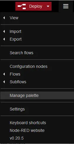 Install new nodes from the Manage palette option