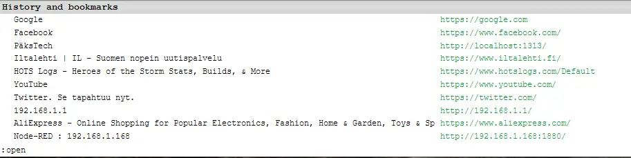 Tridactyl console open page