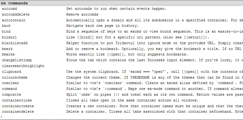 Tridactyl console