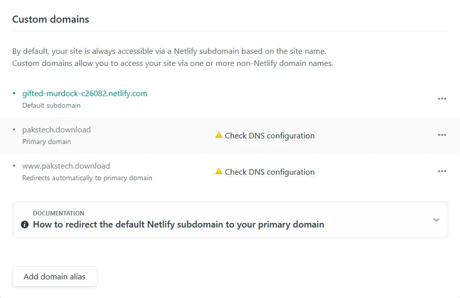 Netlify management interface