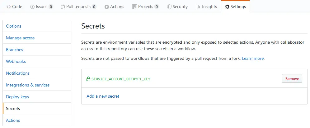 GitHub secrets