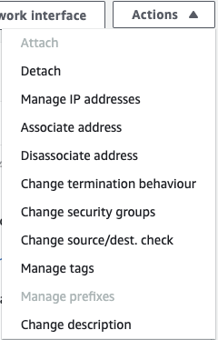 EC2 network interface actions