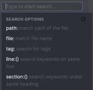 Obsidian search view